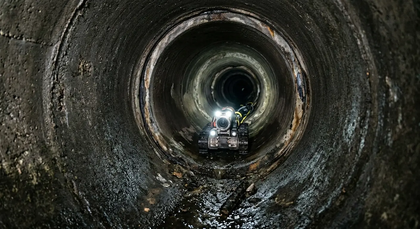Robotic sewer camera inspecting pipe interior for Sewer Line Repair in Holly Ridge